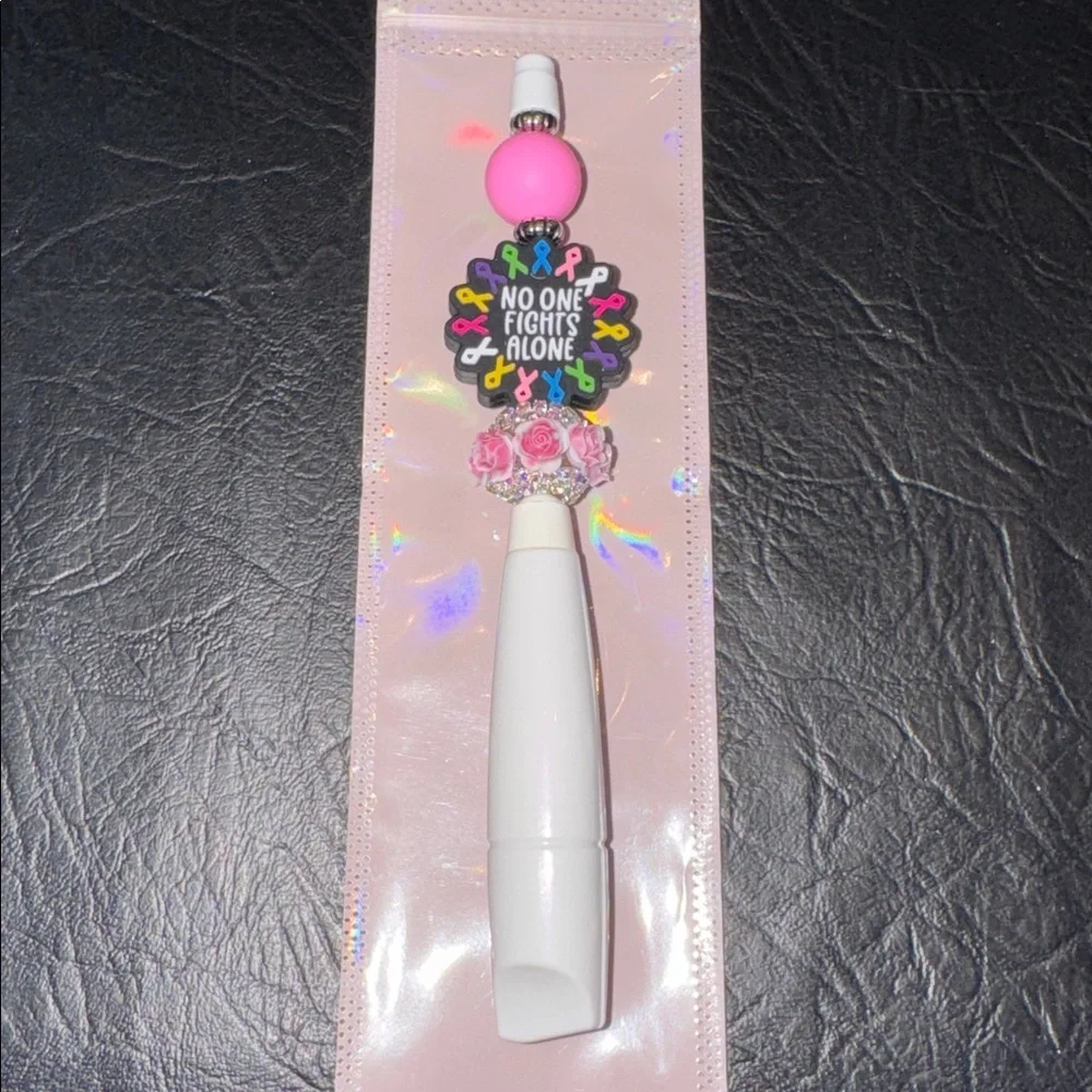 Box Cutter White, Pink & Black “NO ONE FIGHTS ALONE” Handcrafted by me, NEW